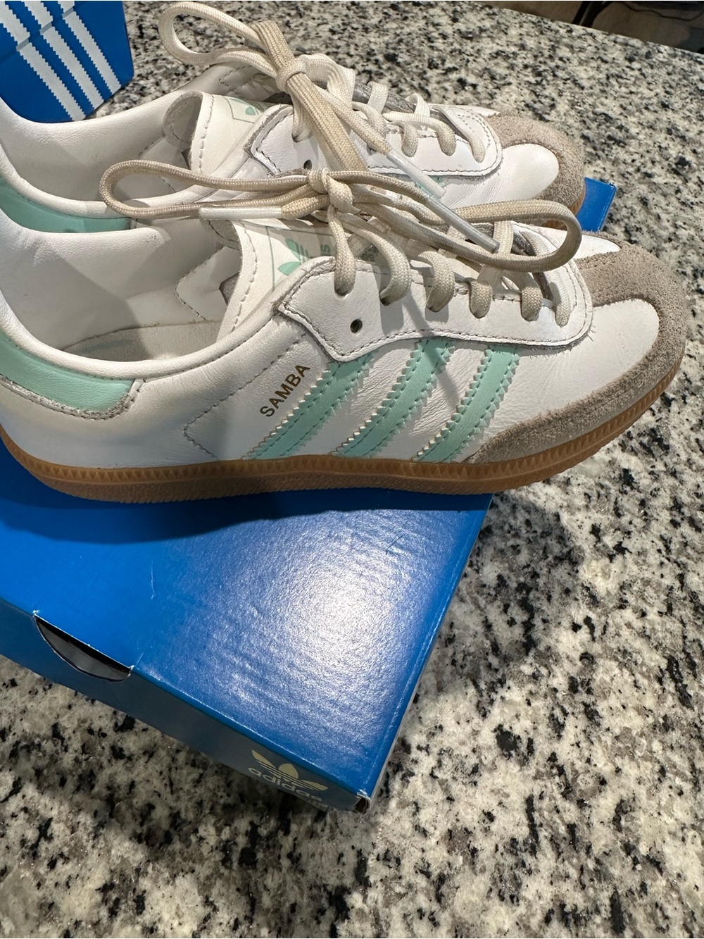 adidas Samba Women’s White & Mint Green Leather Sneakers